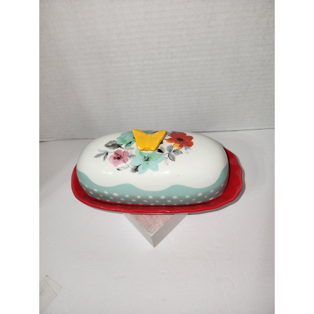 Pioneer Woman Flea Market‎ Butterfly Covered Butter Dish Floral Chic